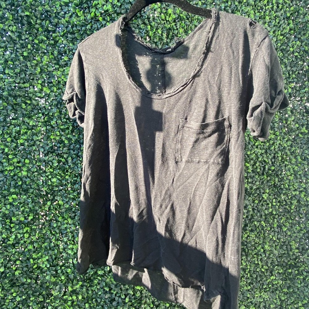 Black Distressed Womens Short Sleeve T-shirt